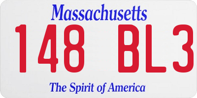 MA license plate 148BL3