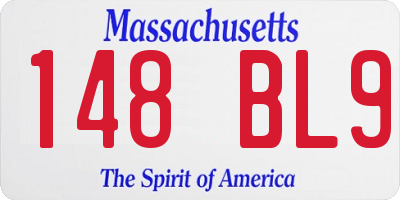 MA license plate 148BL9