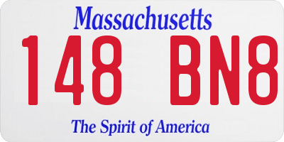 MA license plate 148BN8