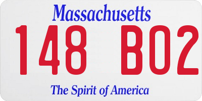 MA license plate 148BO2