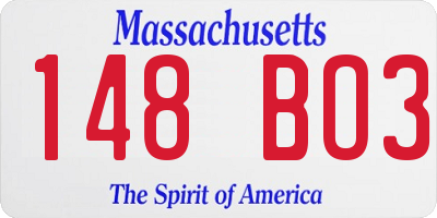 MA license plate 148BO3