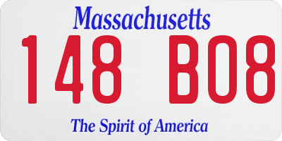 MA license plate 148BO8