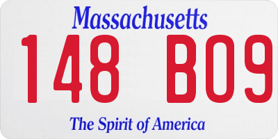 MA license plate 148BO9