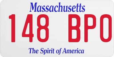 MA license plate 148BP0
