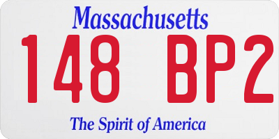 MA license plate 148BP2