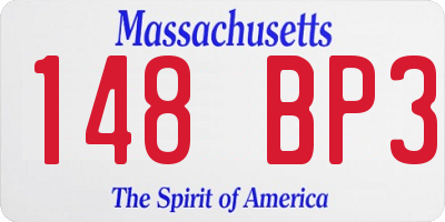 MA license plate 148BP3