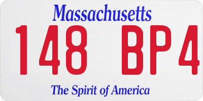 MA license plate 148BP4