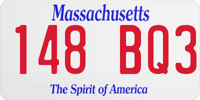 MA license plate 148BQ3