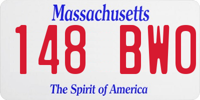 MA license plate 148BW0