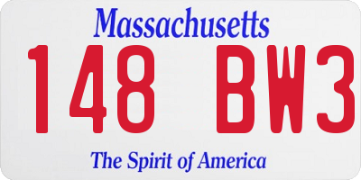 MA license plate 148BW3