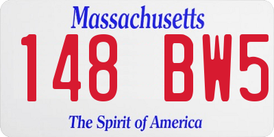 MA license plate 148BW5