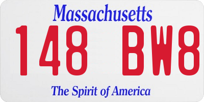 MA license plate 148BW8
