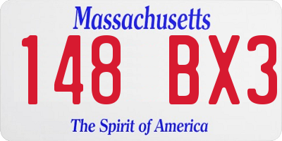 MA license plate 148BX3