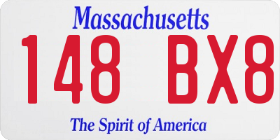 MA license plate 148BX8
