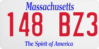 MA license plate 148BZ3