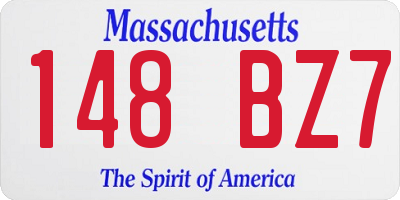 MA license plate 148BZ7