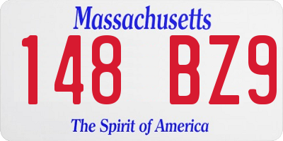 MA license plate 148BZ9