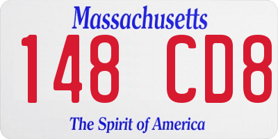 MA license plate 148CD8