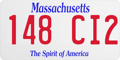 MA license plate 148CI2