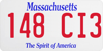 MA license plate 148CI3