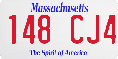 MA license plate 148CJ4