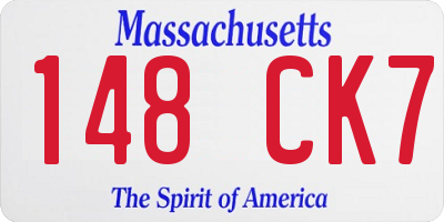 MA license plate 148CK7