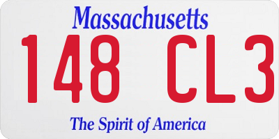 MA license plate 148CL3