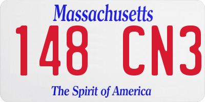 MA license plate 148CN3