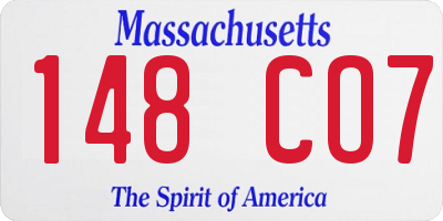 MA license plate 148CO7