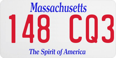 MA license plate 148CQ3