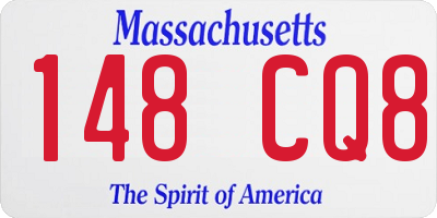 MA license plate 148CQ8