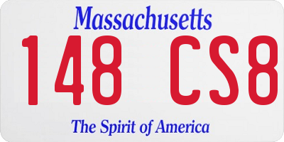 MA license plate 148CS8