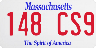 MA license plate 148CS9