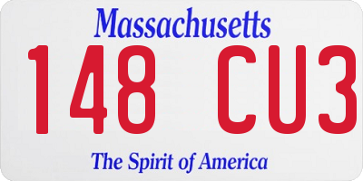 MA license plate 148CU3