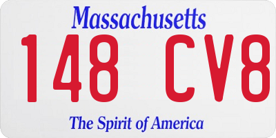 MA license plate 148CV8
