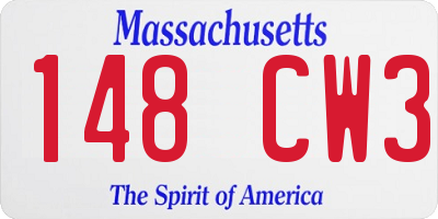 MA license plate 148CW3