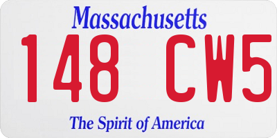 MA license plate 148CW5