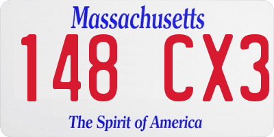 MA license plate 148CX3