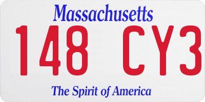 MA license plate 148CY3
