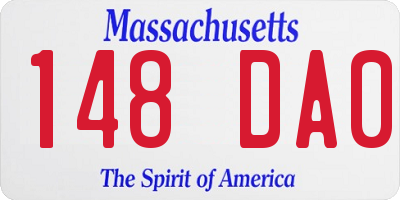 MA license plate 148DA0