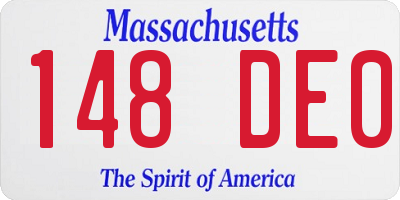 MA license plate 148DE0
