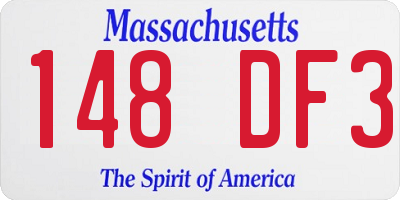 MA license plate 148DF3