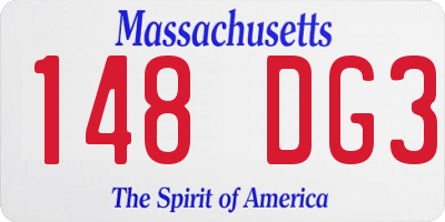 MA license plate 148DG3