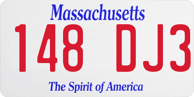 MA license plate 148DJ3