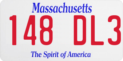 MA license plate 148DL3