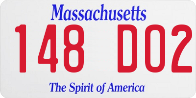 MA license plate 148DO2