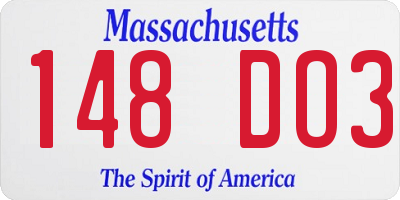 MA license plate 148DO3