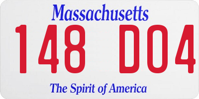 MA license plate 148DO4