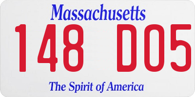 MA license plate 148DO5