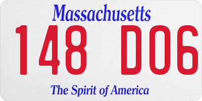 MA license plate 148DO6